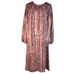 Vintage 70s Ellen Rogers Floral Dress And Jacket Size Large